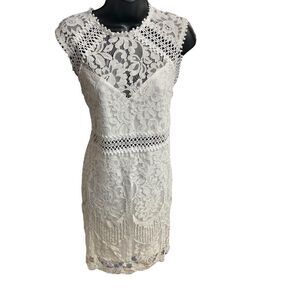 White Lace Sleeveless Dress Lined Size XXL Crochet Floral New NO TAGS SEE DESCRI
